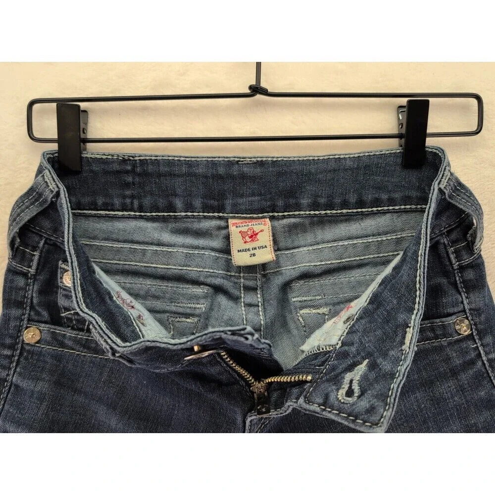 True Religion World Tour Skinny Jeans Womens 26 Blue Mid Rise Stretch Denim